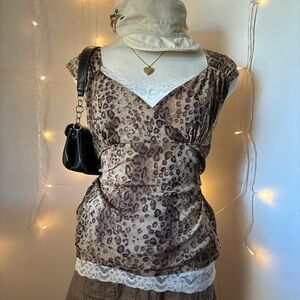 Liz Claiborne Vintage Brown Leopard Print Blouse